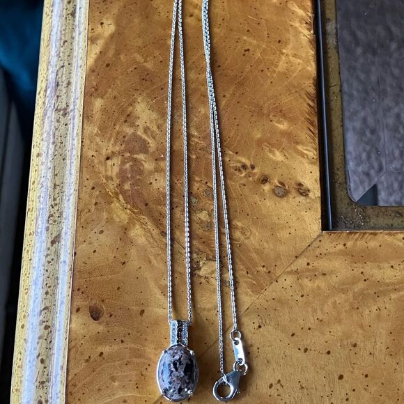 Natural Yooperlite Red Garnet Sterling Silver Necklace - Picture 6 of 9